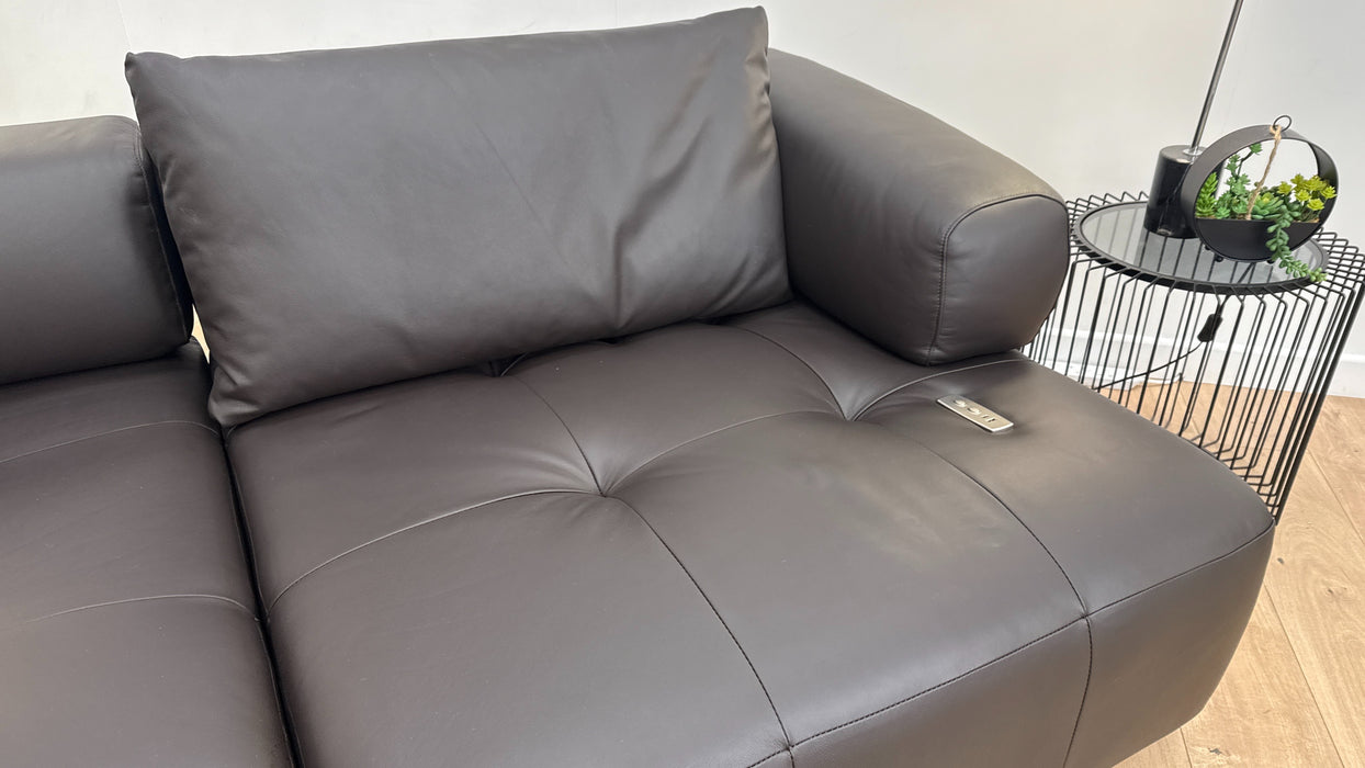 Sofology The Flex 4 Seater Motion Back Leather Sofa in Trusty Matt Dark Brown