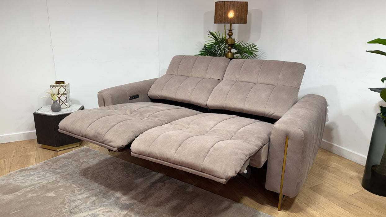 Sofology Paramount Fabric 2.5 Seater Power Recliner/Headrest in Lifestyle Flecked Nutmeg