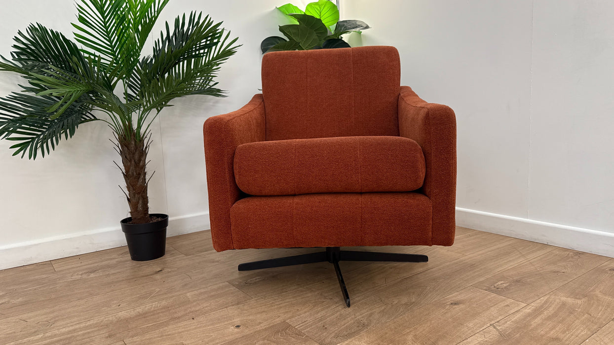 Sofology Soho Fabric Swivel Chair in Micro Boucle Rust