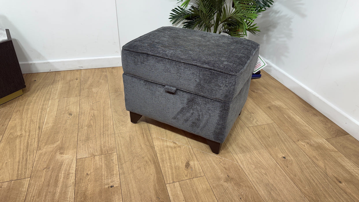 Sofology Brixton Fabric Storage Footstool in Linen Look Chenille Charcoal