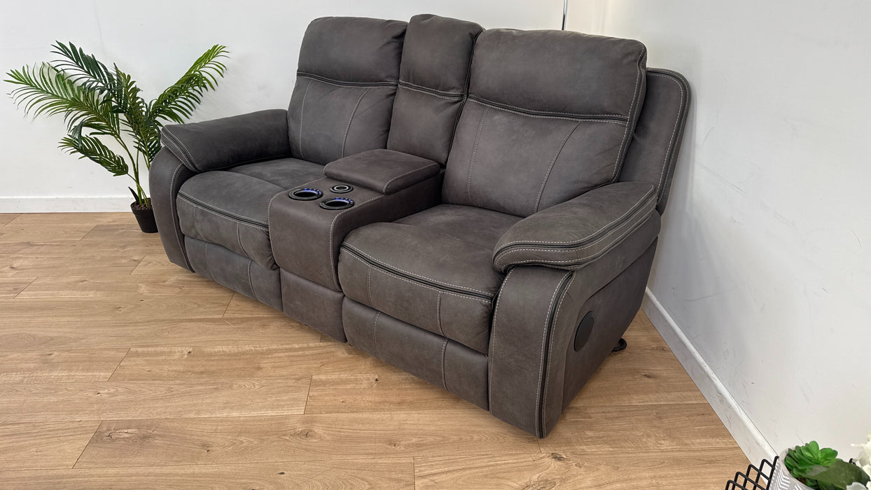 Vinson 2 Seater - Fabric Power Reclining Sofa + Smart Console - Graphite