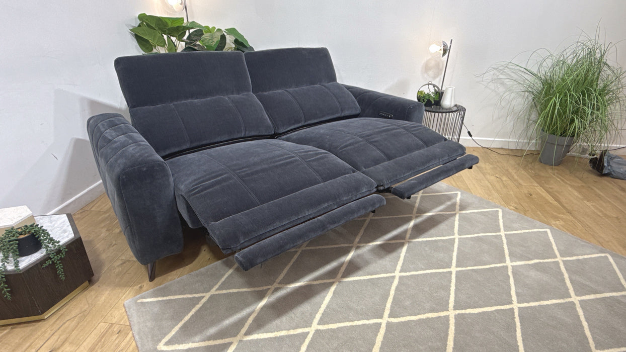 Sofology Allure Fabric 2.5 Seater Power Recliner/Headrest Lumbar Support Speakers in Relaxed Chenille Ink