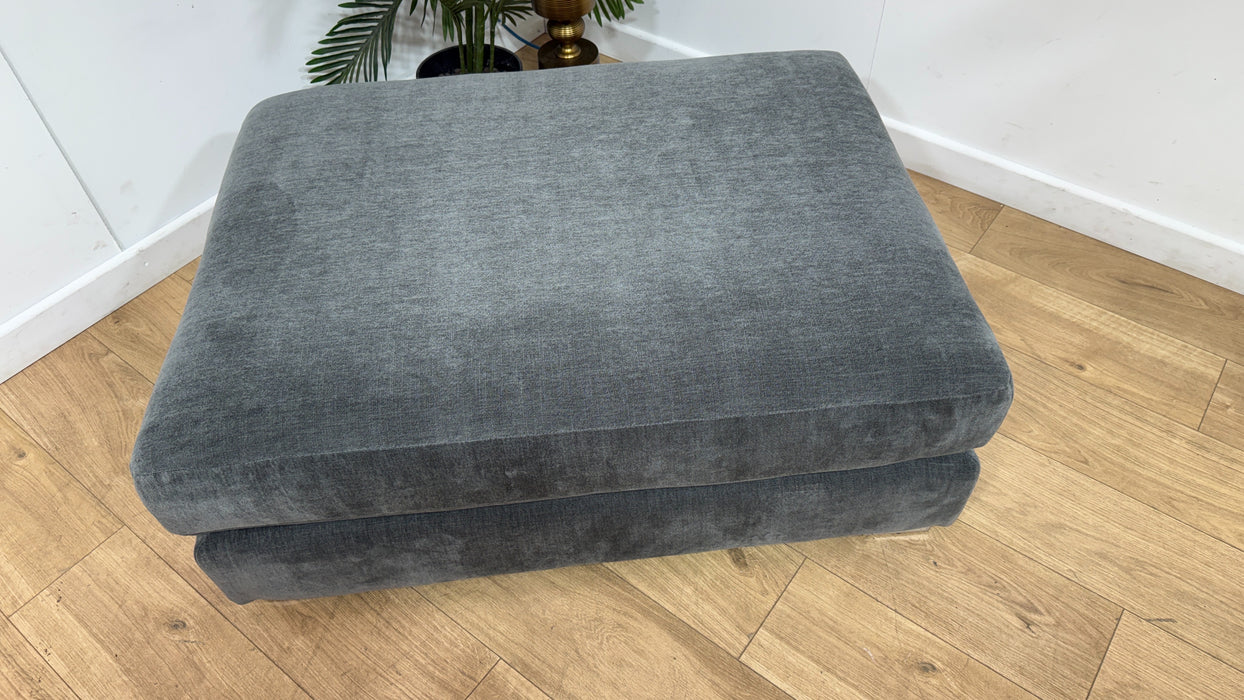 Sofology Majestica Fabric Combi Footstool in Luxe Chenille Pewter
