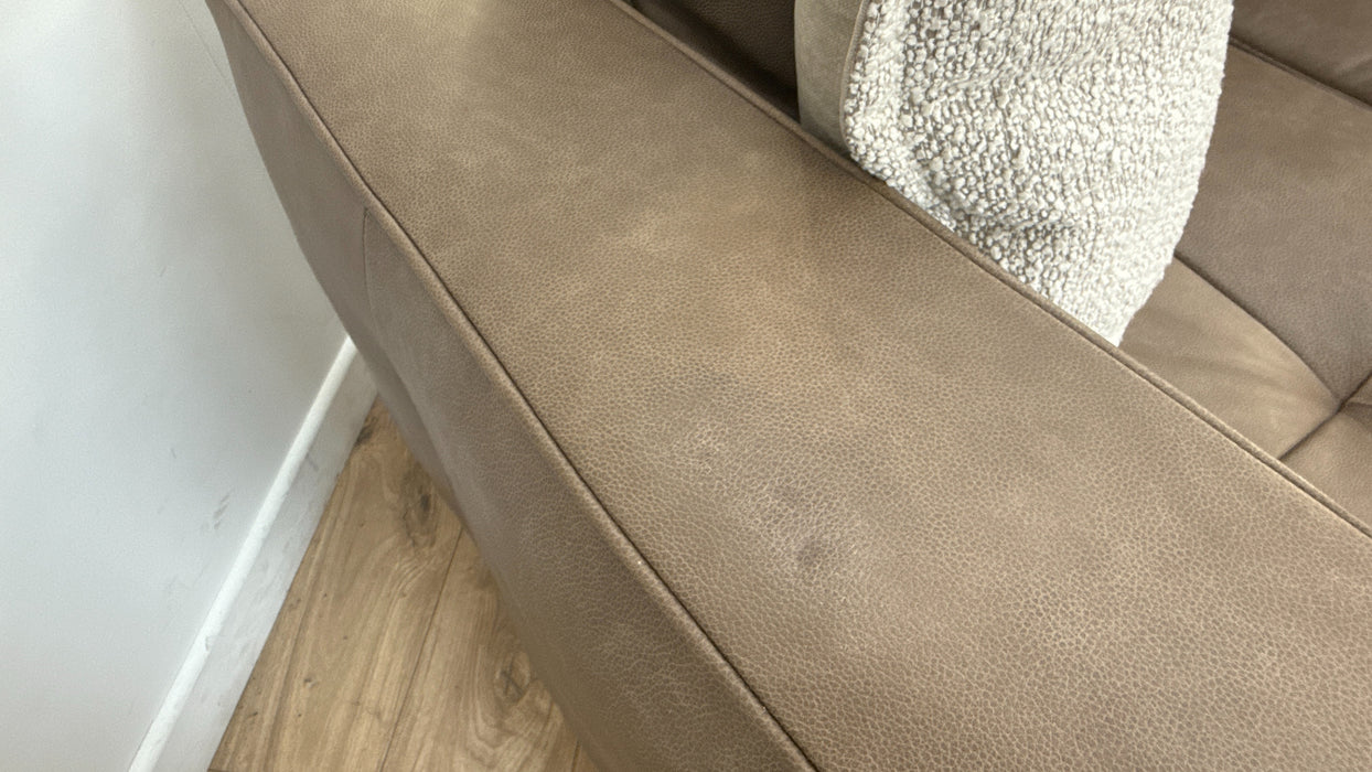 Sofology Artisan Leather 2 Seater in Relaxed Natural Grain Taupe/Natural Mix