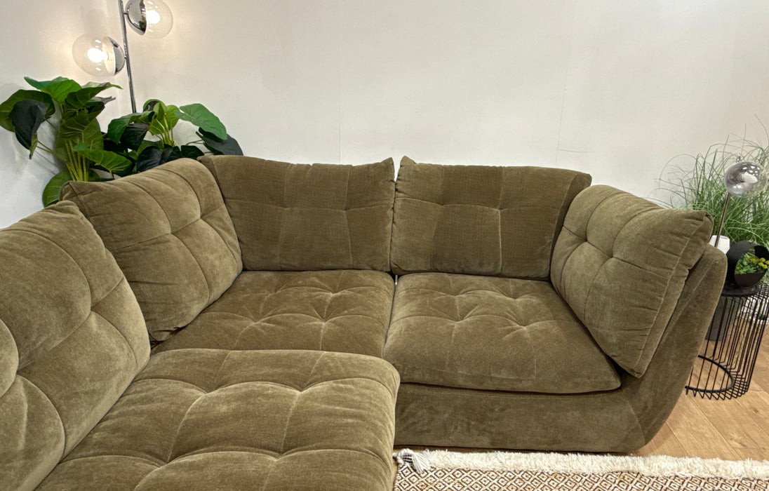 Sofology Cocoon Fabric 2 Corner 1 in Relaxed Chenille Olive Green