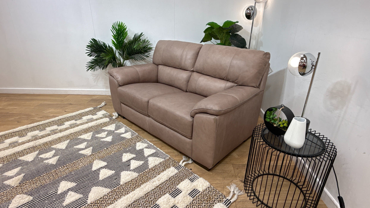 Sofology Santina Leather 2 Seater in Relaxed Soft Stone