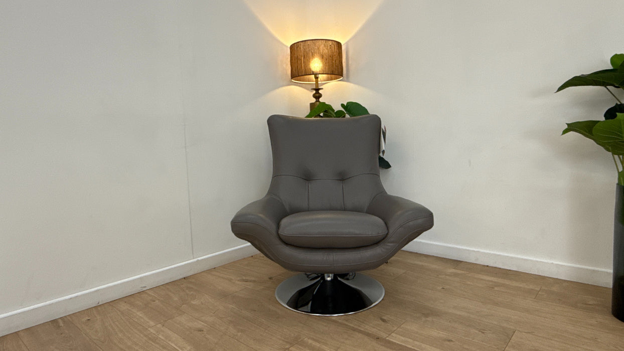 Sofology The Viento Leather Swivel Chair in Trusty Embossed Elephant