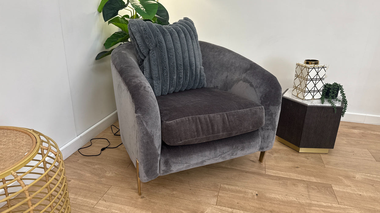 Sofology The Oscar Fabric Accent Chair in Fine Textured Chenille Grey