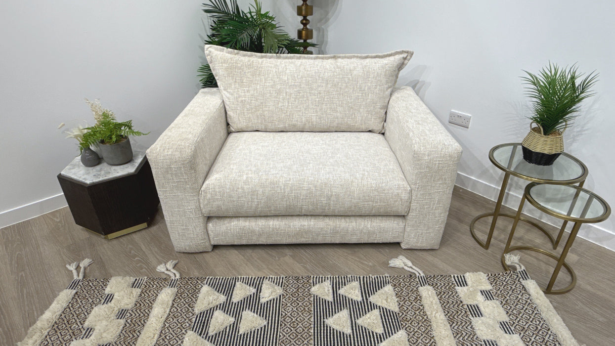 Sofology Cove Fabric Loveseat Light Wood Panel in Artisan Chenille Ecru Mix