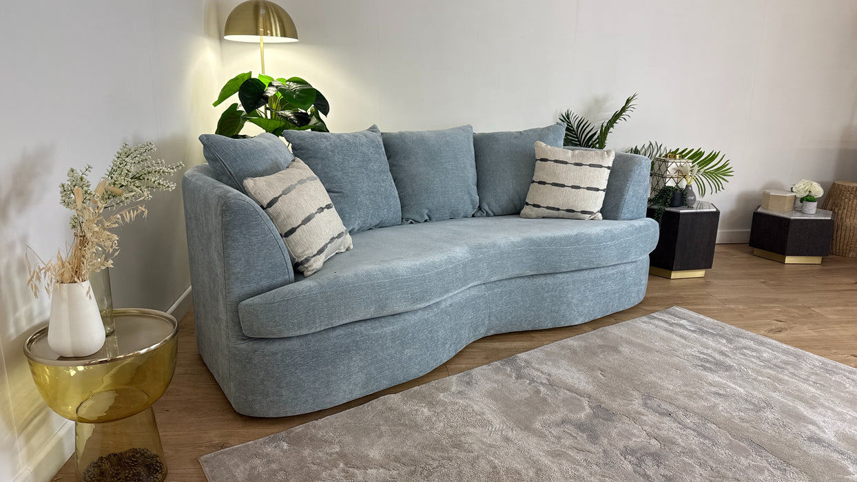 Sofology Chloe Fabric 4 Seater Pillow Back in Linen Look Chenille Sky