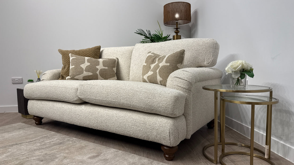 Sofology Hampton Fabric 2 Seater in Chunky Knit Chenille Natural/Burnt Sienna Mix