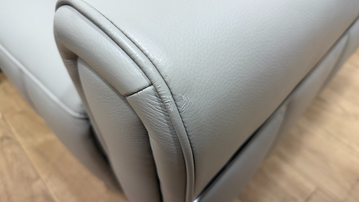 Sofology Ravello Leather 2 Corner 1 Power Recliner in Trusty Embossed Light Grey