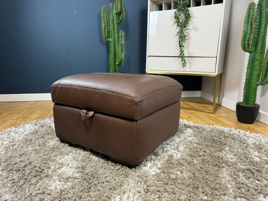 Galleria Storage Footstool Apollo Marrone Leather (WA2)