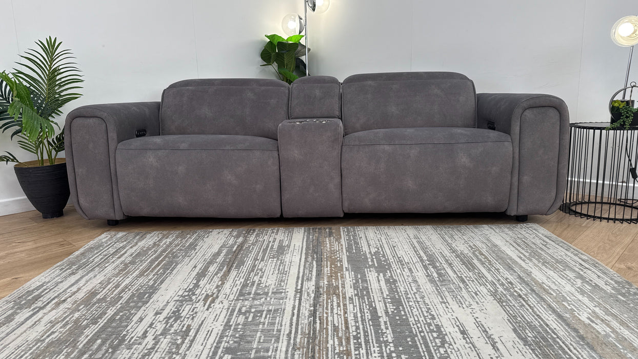 Sofology The Premiere 2.5 Seater Console Fabric Recliner in Lifestyle Flecked Mocha