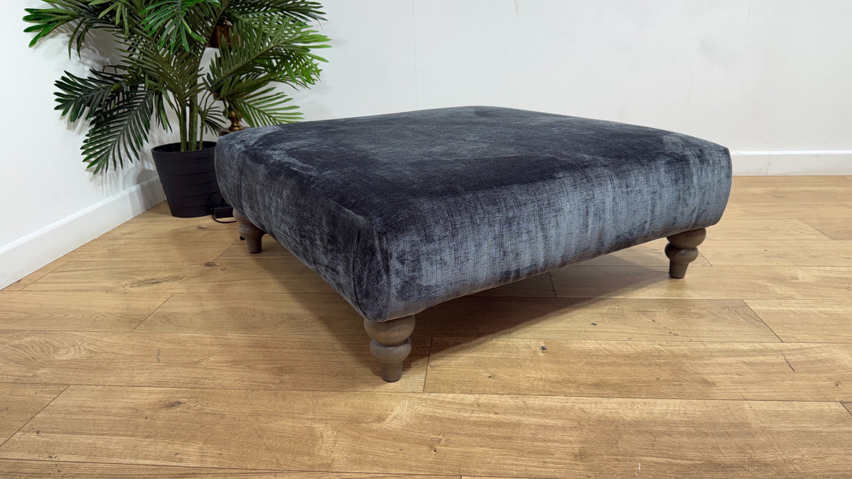 Sofology Highgrove Fabric Designer Footstool in Luxe Chenille Charcoal