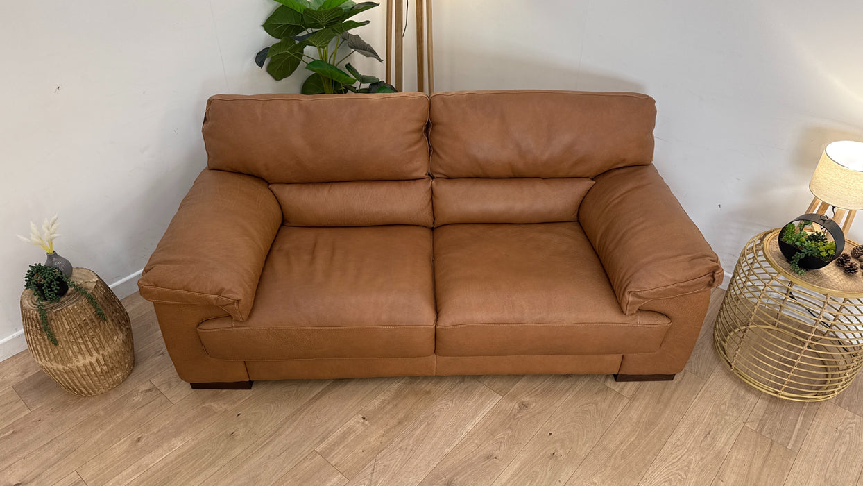 Santino 2 Seater - Leather Sofa - Apollo Tan