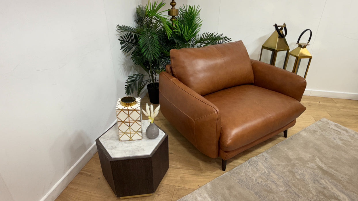 Sofology Adler Leather Loveseat in Relaxed Soft Tan