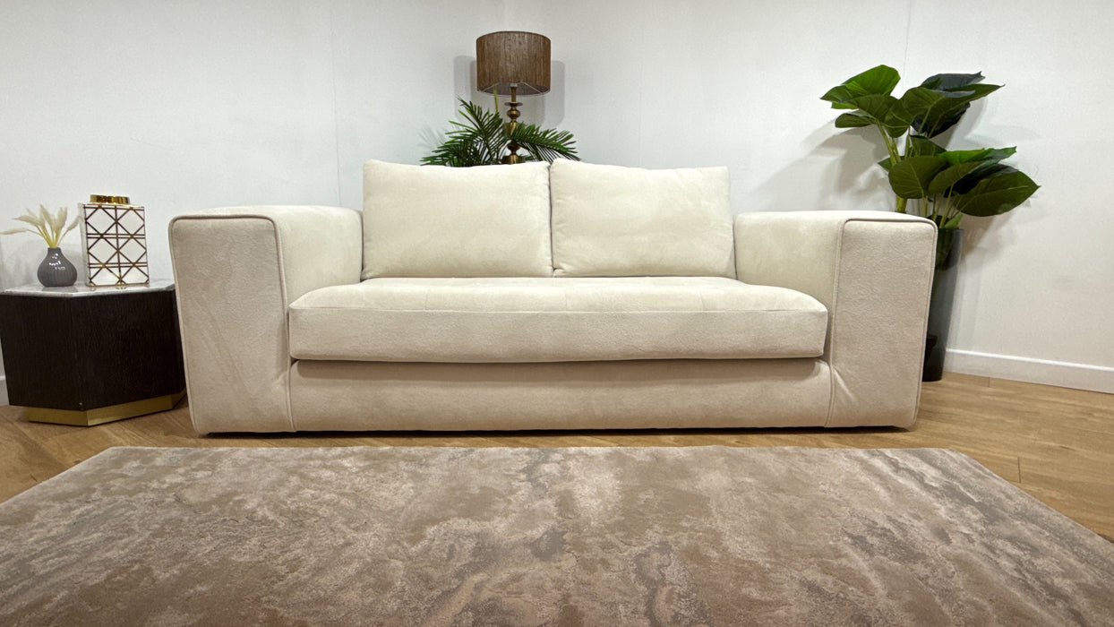 Sofology Ascot Fabric 3 Seater Bench Seat in Soft Sherpa Natural Mix