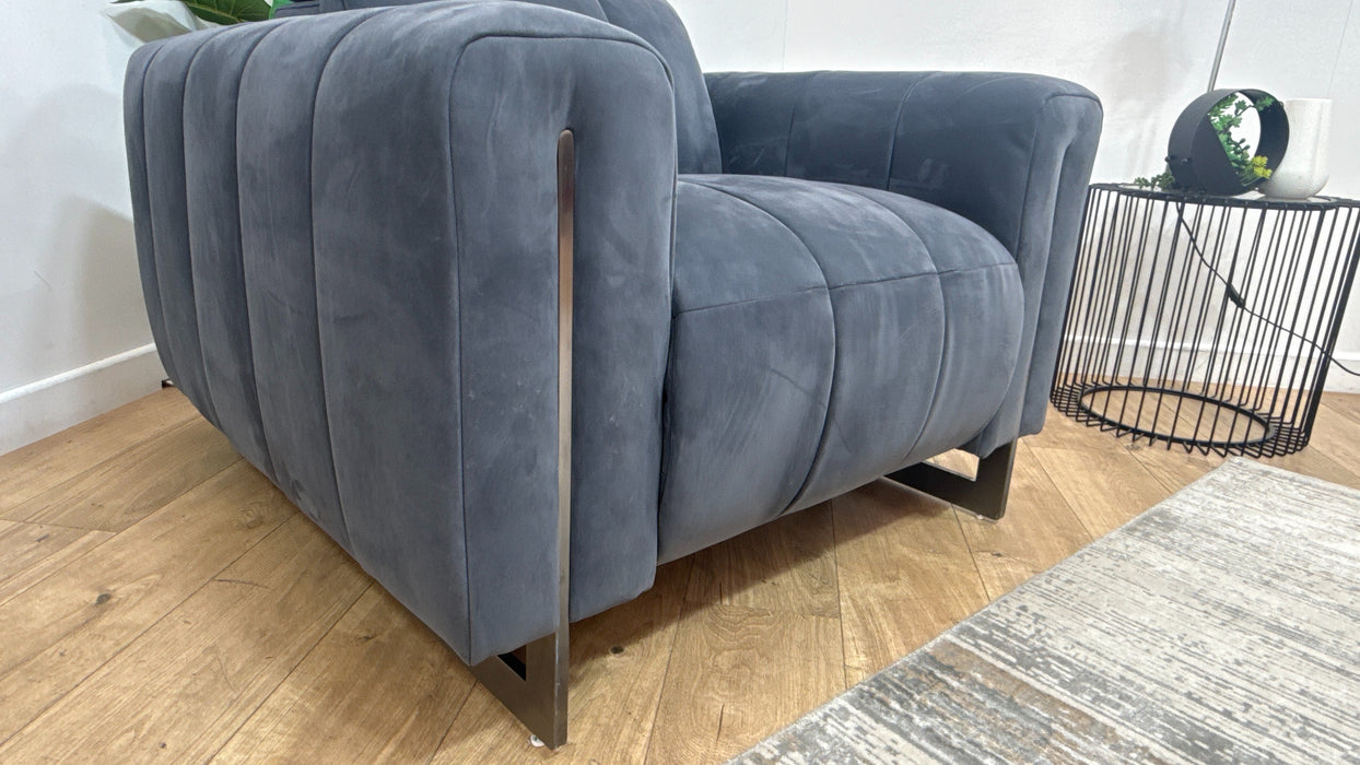 Sofology Paramount Fabric Chair Power Recliner/Headrest Speakers in Lifestyle Nubuck Feel Charcoal