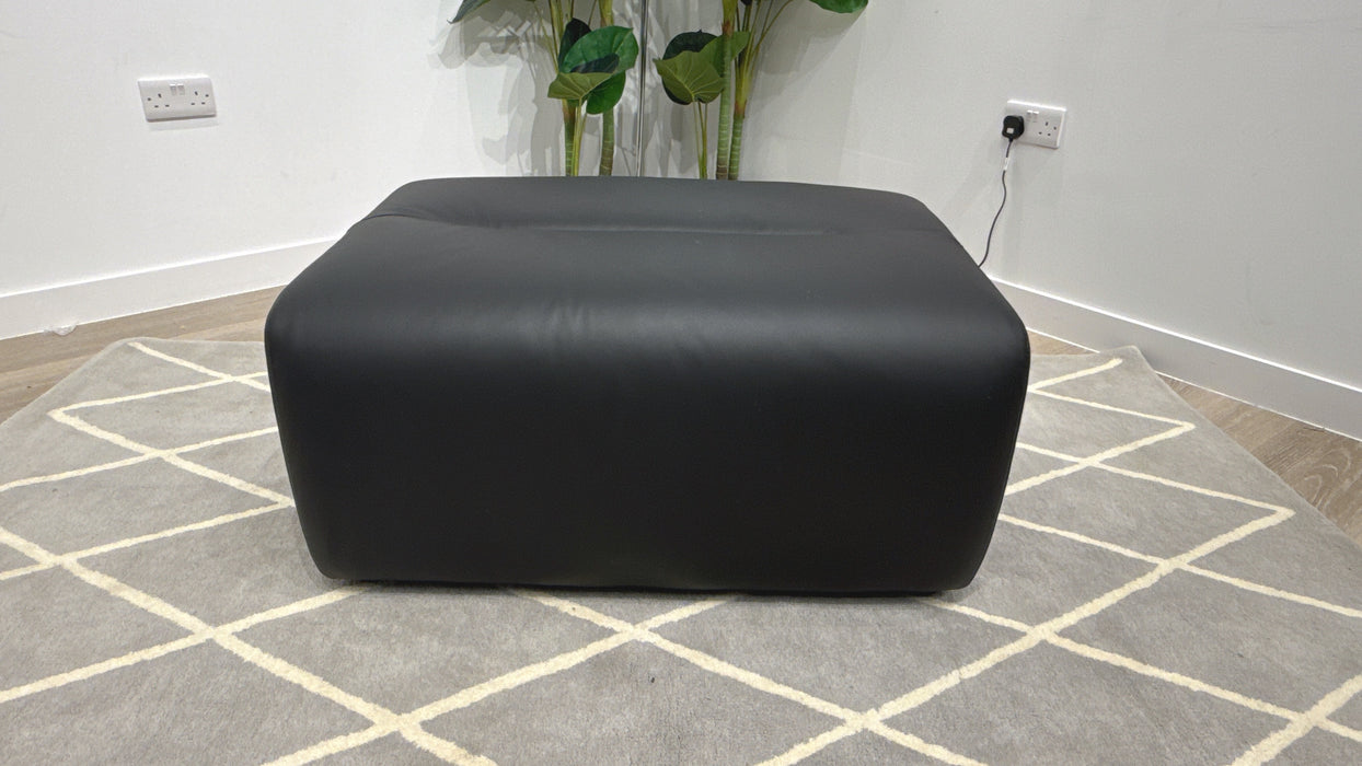Sofology Daxton Leather Footstool in Trusty Matt Black