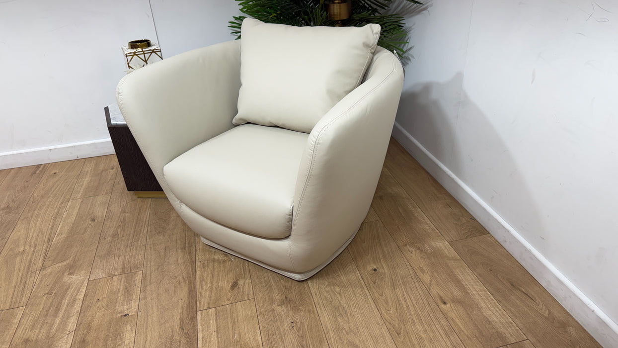 Sofology Serene Leather Swivel Chair in Trusty Matt Bone