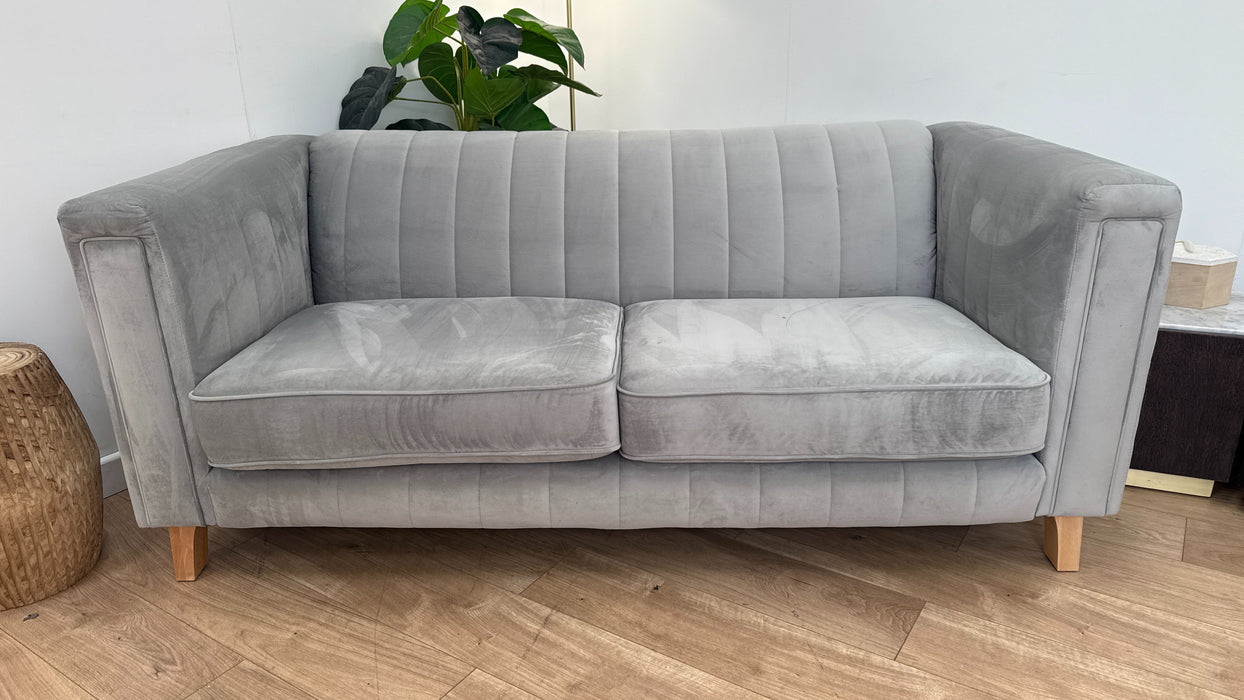 Sofology Fluted Isla Fabric 2 Seater in Velluto Silver