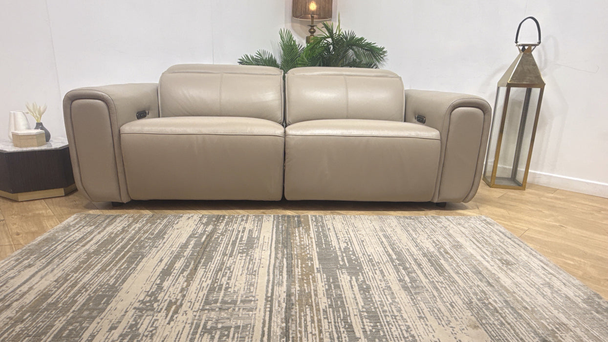 Sofology Premiere Leather 2.5 Seater Smart Console Power Recliner/Headrest Heated Seats in Trusty Embossed Stone
