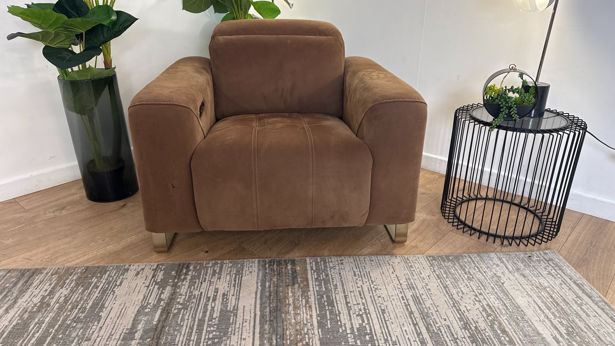 Sofology Marvella Fabric Chair Power Recliner/Headrest in Lifestyle Nubuck Feel Pecan