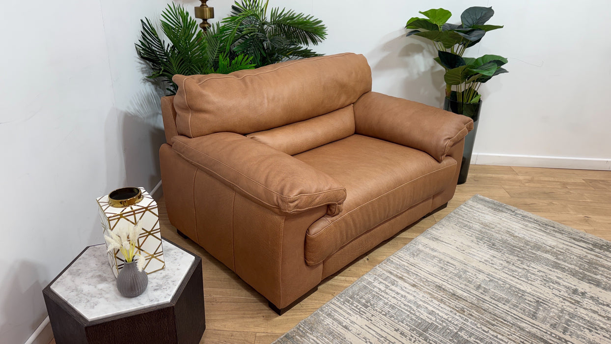 Sofology Santino Leather Loveseat in Apollo Tan