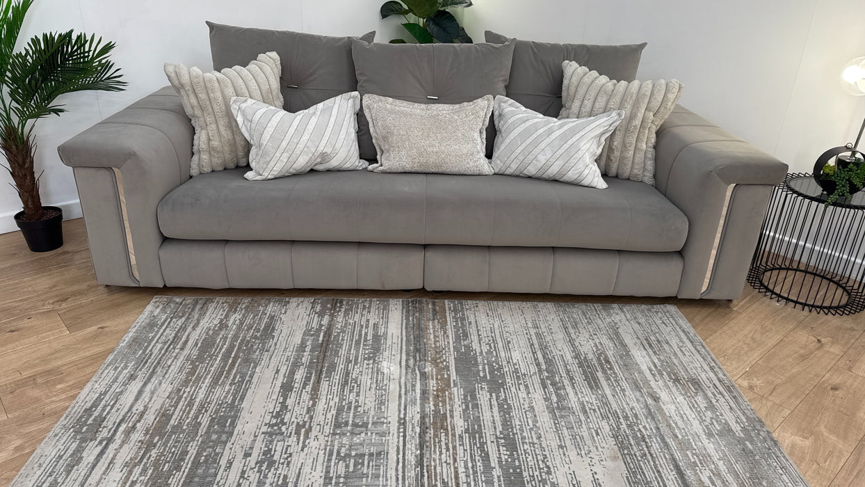 Sofology Oscar 4 Seater Split Fabric Sofa in Matt Velvet Pebble