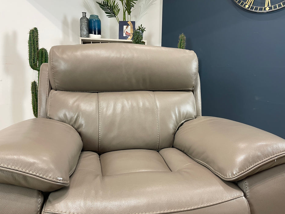 Radley Leather Chair Taupe - Power Recliner Power Headrest (WA2)