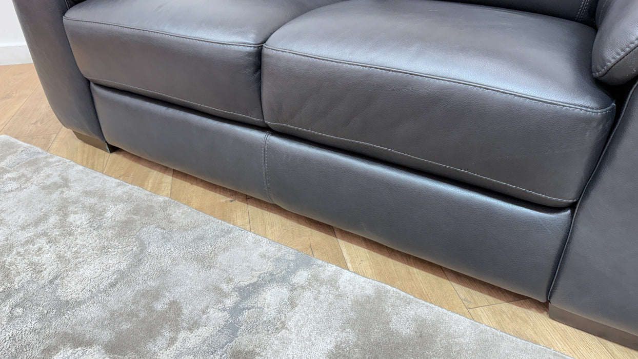 Sofology Santina Leather 2 Seater in Relaxed Soft Charcoal