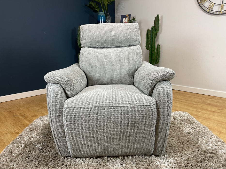 Parker Fabric Chair - Hopsack Chenille Dove Power Headrest Power Recliner (WA2)