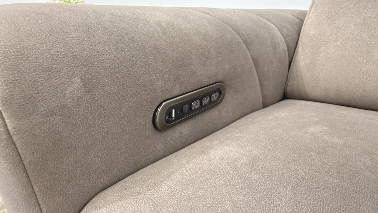 Sofology Allure Fabric 2.5 Seater Screen Console Power Recliner/Headrest Heated Seats Lumbar Support Speakers in Lifestyle Flecked Nutmeg
