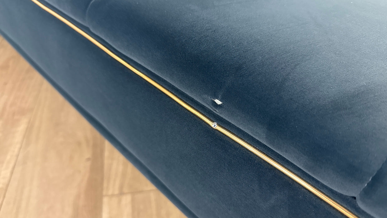 Sofology The Oscar Large Bench Footstool Gold Trim in Super Matt Velvet Charcoal