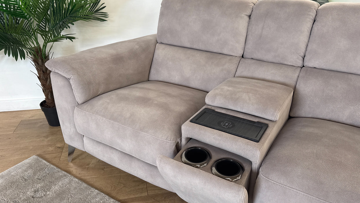 Sofology Illinois Fabric 2 Seater Console Power Recliner/Headrest in Lifestyle Mottled Marble