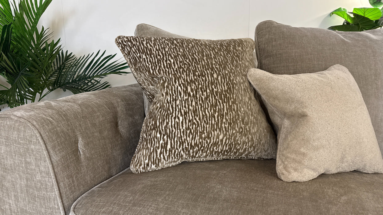 Sofology The Valentina Fabric 4 Seater Split Foam Seats Pillow Back in Luxury Chenille Linen Mix