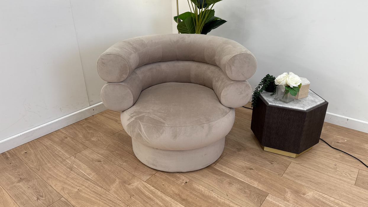 Sofology The Fitzrovia Fabric Accent Chair in Matt Velvet Stone All Over Without Trim