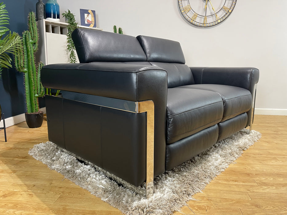 Moreno 2 Seater Sofa Jet Black Leather (WA2)