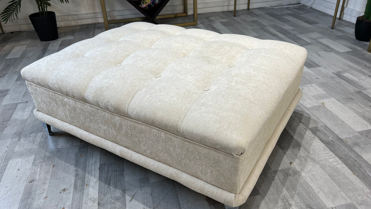 Midas Designer Footstool - Fabric - ivory All Over