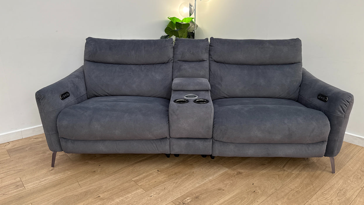 Sofology Renato Fabric 2.5 Seater Console Power Recliner Speakers in Dexter Charcoal