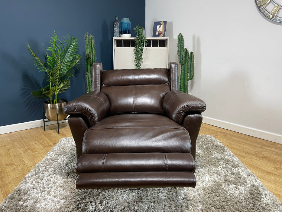 Lucca Metz Dark Brown Leather Chair Power Recliner (WA2)