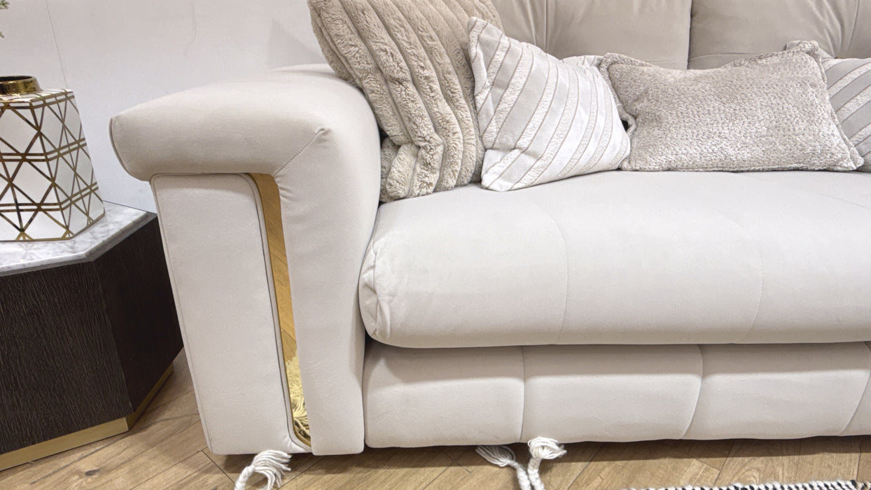 Sofology Oscar Fabric 3 Seater Sofa in Super Matt Velvet Ecru