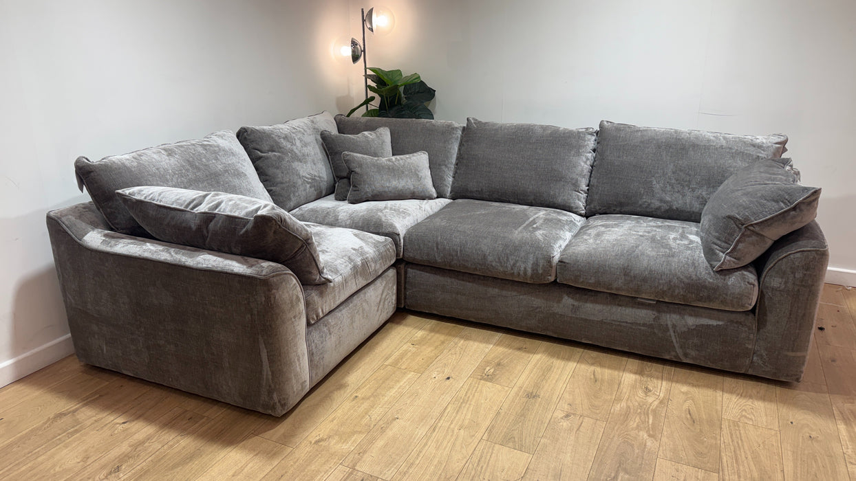 Sofology Georgio Fabric 1 Corner 3 Feather Flex Seats in Luxe Chenille Pewter