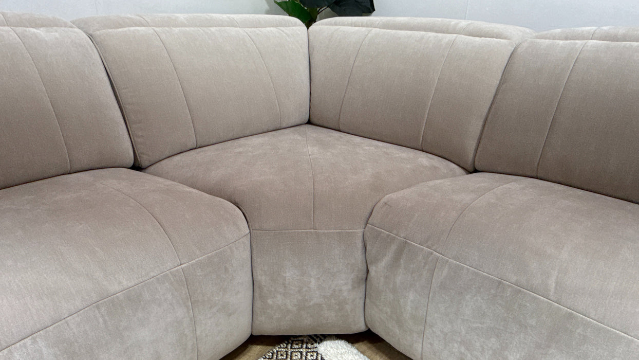 Sofology Lumiere 3 Corner 1.5 Power Recliner/Headrest Heated Seats in Relaxed Chenille Cotton