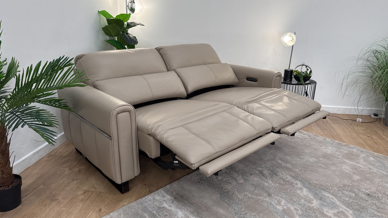 Sofology Ravello 2.5 Reclining Leather Sofa in Trusty Embossed Stone