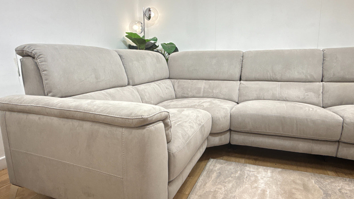 Sofology Illinois Fabric 1 Corner 2 Power Recliner/Headrest in Lifestyle Textured Grey