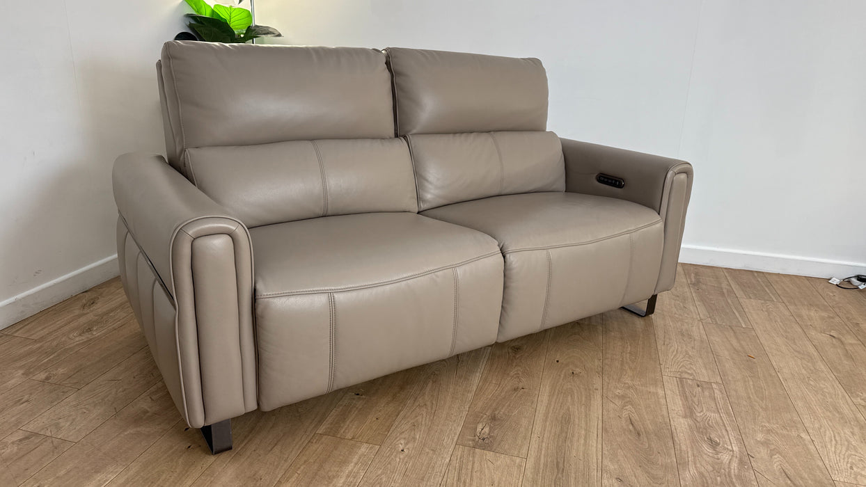 Sofology The Ravello Leather 2.5 Seater Power Recliner/Headrest Lumbar in Trusty Embossed Stone