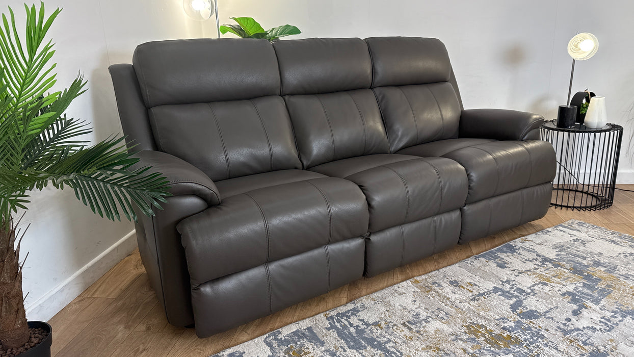 Sofology Gracie Leather 3 Seater in Railings Grey