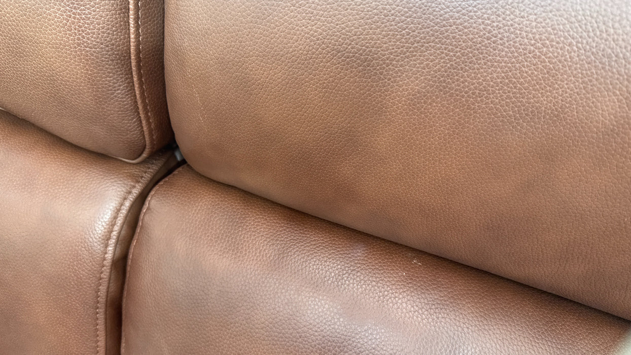 Sofology Fratelli Leather 2.5 Seater Power Recliner/Headrest in Trusty Embossed Chestnut